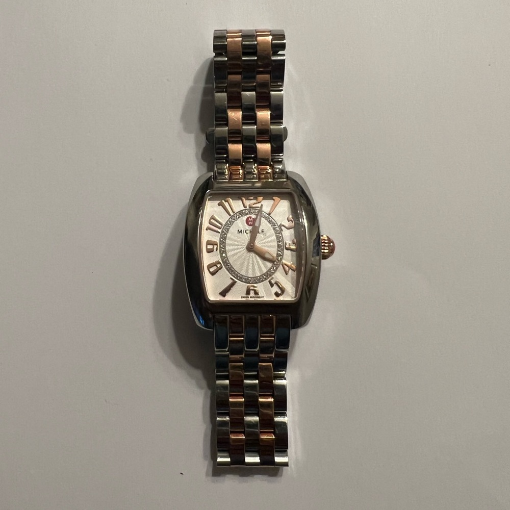 Michele Two Tone Antique Gold & Stainless Steel Watch